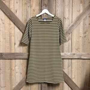 Striped Olive Green Dress with Pockets GUC